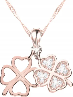 Image de Collier trèfle doré, argent 925, or rose