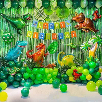 Produktbild von Riesiges Dinosaurier Party Set Kinder Kindergeburtstag Deko Dino Zug Ballon Girlande 131 Teile