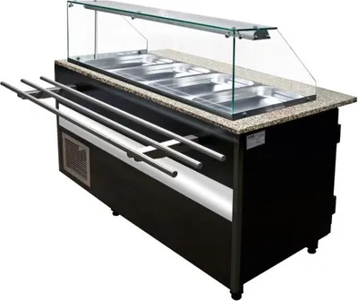 Produktbild von KBS Verkaufstheke Bain Marie mit Glasaufbau 1000x800x1250 mm GN 1/1 LED