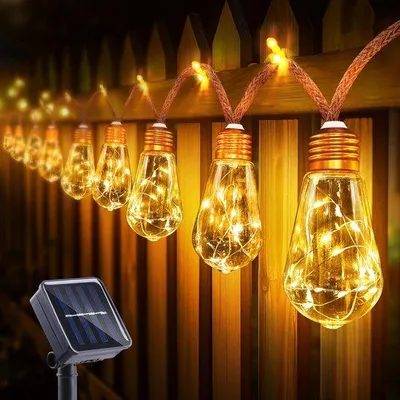 Immagine prodotto di Ghirlanda luminosa a LED da 8,2 m con alimentazione solare per balconi e terrazze, luce bianco caldo