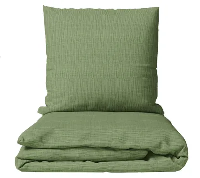 Bettwäsche-Set Mousseline 155x220 cm Grün 100% Baumwolle