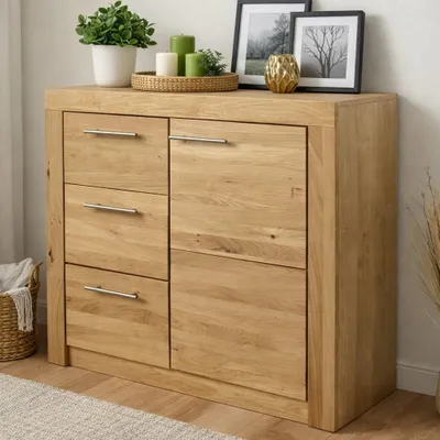 Produktbild von Kommode 91 x 42 x 86 Sideboard Wildeiche teilmassiv Anrichte #4282