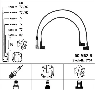 Produktbild von NGK 0750 Zündkabelsatz Zündleitungssatz passend für MERCEDES-BENZ S-Klasse Limousine (W126) SL (R107) S-Klasse Coupe (C126)
