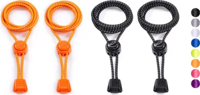 Produktbild von SCHNÜRRLIE elastische Schnürbänder 2er-Set ohne Schuhe Binden - Schnürsenkel mit Schnellverschluss für Kinder Erwachsene - 100 cm Orange & Schwarz