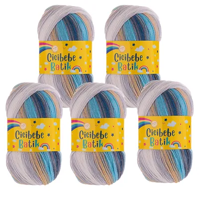 5 x 100g Farbverlaufsgarn Cicibebe Batik Strickgarn Winterwolle Häkelgarn mehrfarbig 75 Stadtleben