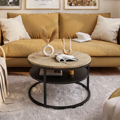 Produktbild von Runder Couchtisch CIRI mit Ablage Eiche Artisan Wotan Stirling
