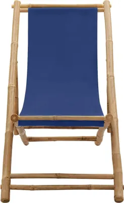 Produktbild von vidaXL Liegestuhl Bambus und Canvas Marineblau