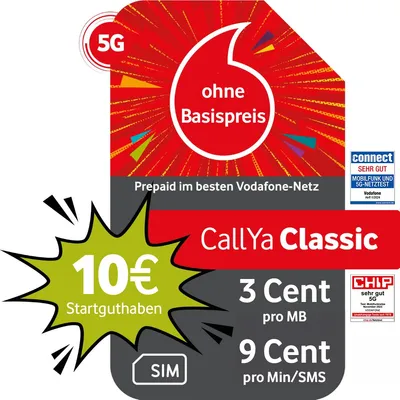 Zdjęcie produktu dla Vodafone Prepaid CallYa Classic|10 EUR na start|9 centów min/SMS|bez umowy