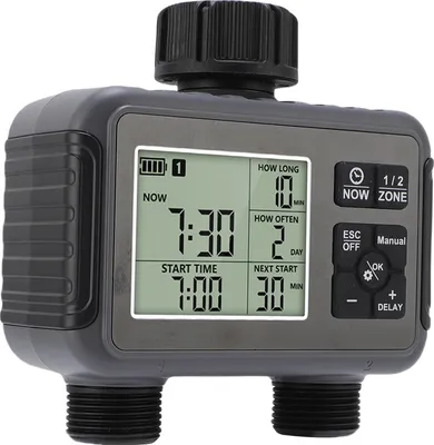 Obrázek produktu pro Automatický zavlažovací časovač s LCD displejem 3/4-1/2 palcový kohoutek 2 zónové zavlažovací časovače pro venkovní zahradní nádvoří