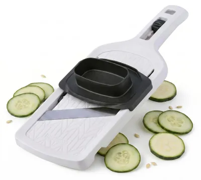 Obrázek produktu pro Fackelmann – Nástroj na krájení zeleniny, vyrobený z nerezové oceli, s 4 nastavitelnými stupni a ergonomickou rukojetí