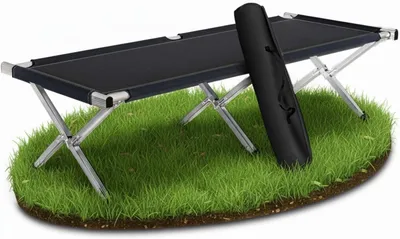 Produktbild von Kronenburg Feldbett XL, Campingbett inkl. Tasche 190 x 64 x 42 cm in Schwarz