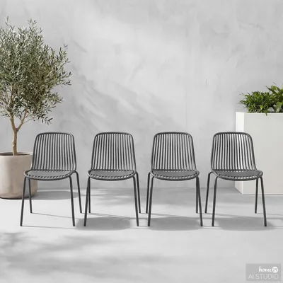 Produktbild von home24 Gartenstuhl - 4er-Set - Stahl / Polypropylen