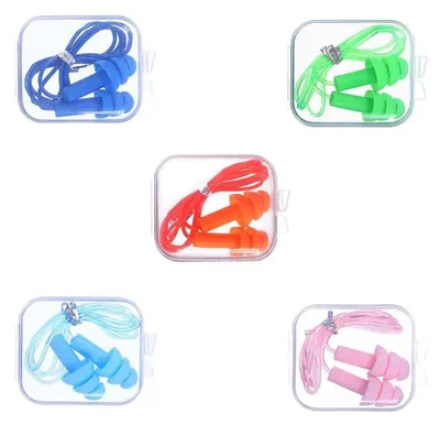 Immagine prodotto di Tappi per le orecchie in silicone con cordino, confezione da 5 paia, riutilizzabili, impermeabili e con riduzione del rumore, disponibili in diversi colori