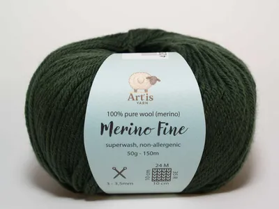 Obrázok produktu pre Merino Fine Art'is Yarn 100 % čistá Vlna | Superwash a hypoalergénna (50 g/150 m) (1015 tmavozelená)