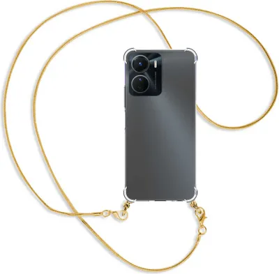 Produktbild von Handykette Backcover-Schutzhülle mit Band (Metall goldfarben) für vivo Y16 4G (6.51'') - goldfarbene Snake-Kette