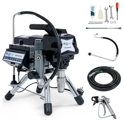 Image de Pulvérisateur Airless - HEXWELT - HW-AM-24 moteur sans balais 1300 W 227 bar 2,4 l/min avec flexible haute pression 15 m pour professionnels