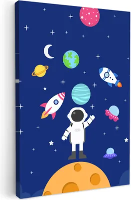 Produktbild von Wanddeko 40x60 cm - Kinder Jungen - Weltraum - Astronaut, Wandbilder, Wanddeko Wohnzimmer, Bild