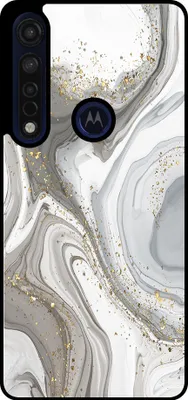 Produktbild von Smartphonica Handytasche passend für Motorola Moto G8 Plus  mit Marmordruck - TPU Rückseite Fall Marmor Design - Silber
