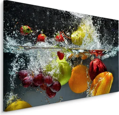 Produktbild von Fabelhafte Canvas LEINWAND BILDER 90x60 cm XXL Kunstdruck Obst Birnen Orangen Wasser