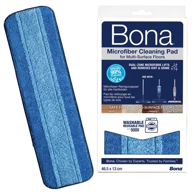 Produktbild von Bona Mikrofaser Reinigungs-Pad mit Zwei-Zonen-Design, maschinenwaschbar und passend für alle Bona Mopps