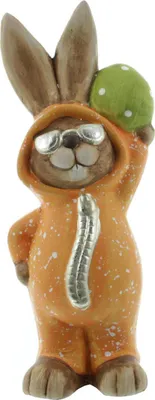 Produktbild von Mel-O-Design Osterhase Dekoration Frühling Keramik 9 cm x 22,5 cm x 6 cm Orange