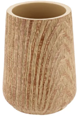 Produktbild von TENDANCE | Zahnbürstenhalter - Badbecher - Zahnputzbecher - beige - 320 ml - Badezimmerbecher - Holzoptik - Badezimmer