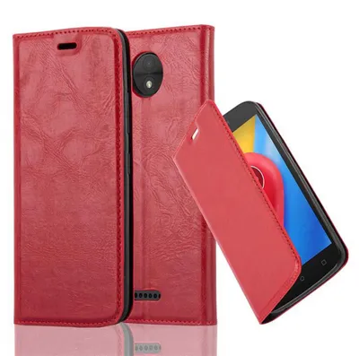 Image de Cadorabo Housse pour Motorola MOTO C Housse de protection rouge Housse pour portable Etui Case Cover Fermeture magnétique