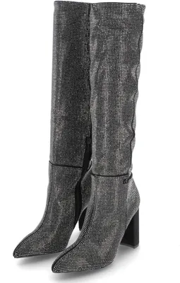 Produktbild von Mexx Damen under the knee Stiefel KRYSTAL 2 Schwarz Textil Schmucksteinbesatz Größe: 39