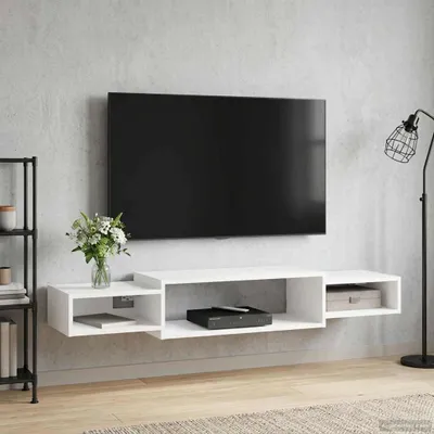 Zdjęcie produktu dla Maison Exclusive - RTV stojak montowany na ścianę, biały, 140 x 28 x 21 cm