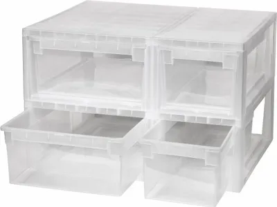 Produktbild von Set: 2 x Schubladenboxen Größe S mit Nutzvolumen 7 Liter und 2 x Größe M mi Nutzvolumen 12 Liter