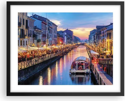 Produktbild von Gerahmtes Poster - Schwarzer Rahmen - Kanal Grande Abend - 50x40 cm - Wand Bild - Wanddeko - Wandbilder - Kunstposter - Wandposter - Bilderrahmen - Bilder - Kunstdruck - Wandbild - P2BAA50x40-4331