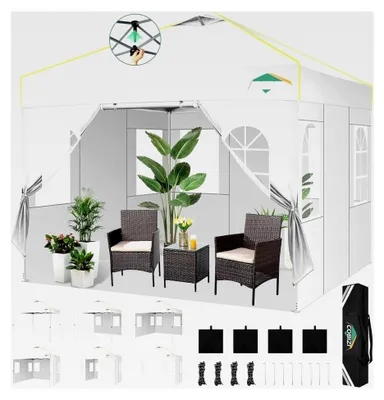 Produktbild von Faltpavillon 3x3 Pop-Up Wasserdicht Stabil Winterfest Klappbar mit 4 Seitenwänden UV-Schutz Gartenpavillon mit Netzlüftungsöffnung und Reflexstreifen für Camping, Weiß