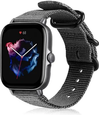 Produktbild von Strap-it Amazfit GTS 3 Nylon-Schnallenarmband (Schwarz)