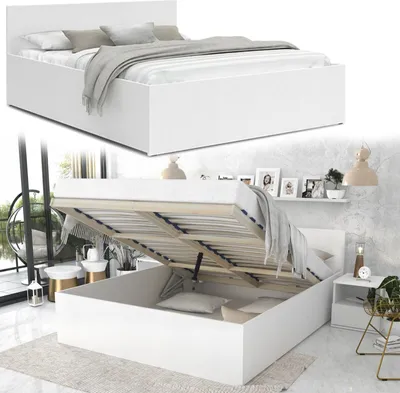 Produktbild von Bett mit Lattenrost Jugendbett Doppelbett mit/ohne Matratze Bettkasten , Matratze:ohne Matratze, model:180x200cm