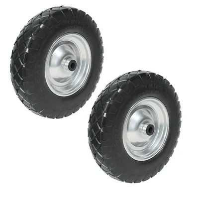 Produktbild von Schubkarrenrad Reifen Vollgummi 4.80/4.00-8 Ersatzrad pannensicher 2x Schwarz VG L