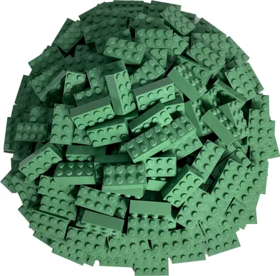A pile of green LEGO bricks.