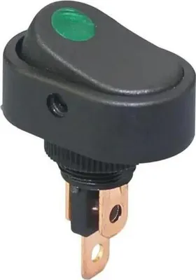 Produktbild von Kfz-Wippschalter 12V 20A, mit grüner LED, Lochmontage, EIN/AUS 3-polig ASW-20D-2