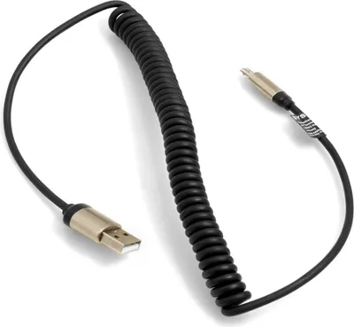 Produktbild von System-S USB Kabel 50-100 cm Micro USB (male) zu USB A 2.0. (male) Spiralkabel