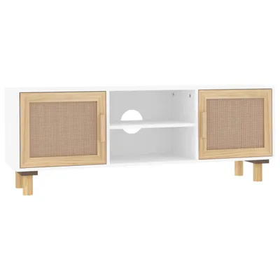 Immagine prodotto di Mobile TV bianco 105x30x40 cm in legno massiccio di pino naturale rattan