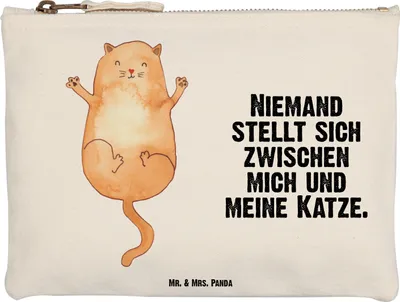 Produktbild von Mr. & Mrs. Panda Schminktasche Katze Umarmen Größe M - Weiß - Geschenk, Kosmetiktasche, Kosmetikbeutel, glücklich, Etui, Kulturbeutel, Verliebt, Katzen, Waschbeutel, Cat