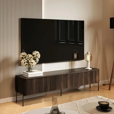Image de Brembana - Meuble TV, 190x40x50h cm Marron Noyer, avec Étagère