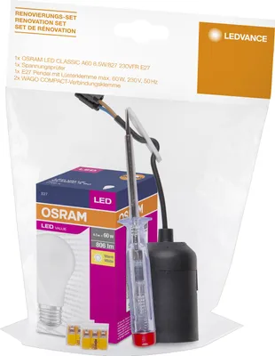 Produktbild von OSRAM Renovierset Inhalt: Lampe, Klemme, Fassung, Spannungsprüfer