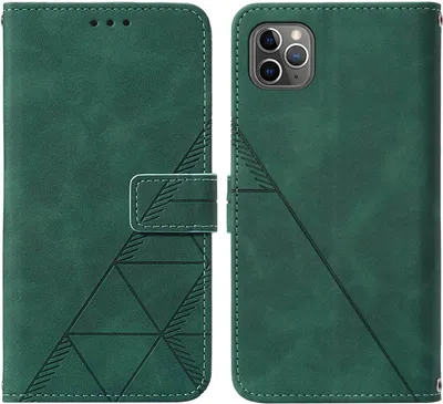 Produktbild von iPhone 11 Pro Max Hülle, Schlank Prägung Flip Leder Kartenfächer Schutzhülle mit Ständer für iPhone 11 Pro Max Grün