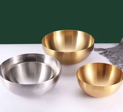 Obrázek produktu pro Nerezová mísa Unyqoos® – korejská mísa na Bibimbap a Ramen, průměr 15 cm, zlatá barva, vhodná na rýži, nudle, müsli a svačinu