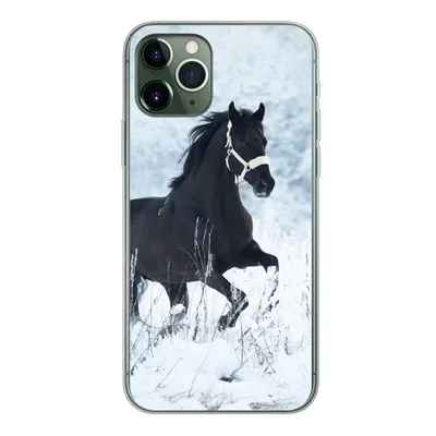 Produktbild von MuchoWow® Handyhülle Schutzhülle Hülle für iPhone 11 Pro Pferd - Schnee - Winter Silikon Softcase Handy Hülle - Handy