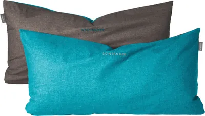 Produktbild von Schiesser Kissenhüllenset Doubleface | 2-teilig | Zweifarbig | Renforcé | 100% Baumwolle | Reißverschluss | 40x80cm | Türkis-Dunkelgrau