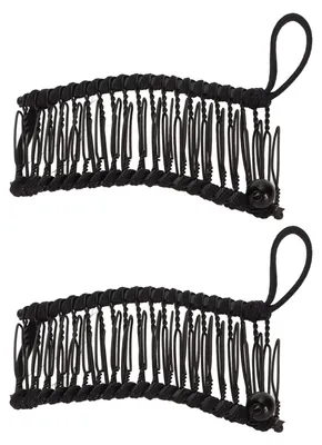 Produktbild von 2 Stück Bananen-Haarspangen, modisch, bequem, dehnbar, Vintage-Haarkamm-Werkzeug für dickes, welliges und lockiges Haar, Schwarz