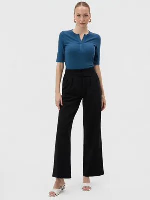 Produktbild von Orsay Schwarze Damenhose mit weitem Bein und hohem Bund 40