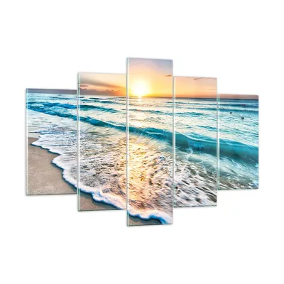 Produktbild von Bilder auf glas - Meer Welle Strand - 150x100cm - Glasbilder - Wandbilder - Kunstdruck - zum Aufhängen bereit - Wanddekoration aus Glas - Glas Bilder - Wandbild auf Glas - 5 Teile - GEA150x100-3621