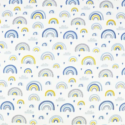 Produktbild von Baumwolle 100% Regenbogen blau-gelb auf weißem Hintergrund